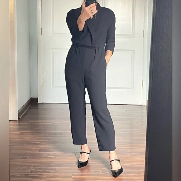 J.Crew 365 Black Gyro Wrap Front Suited Jumpsuit 10 - Picture 5 of 9